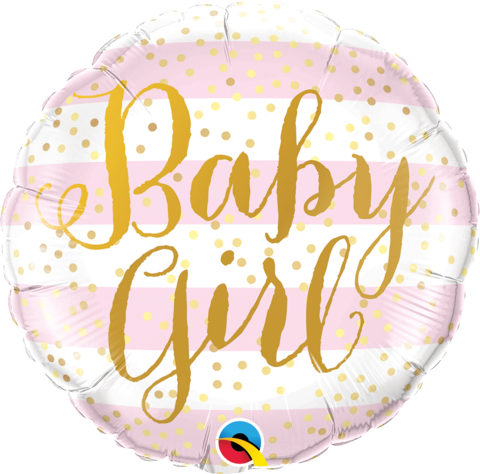 Groenteboer Voorouder als resultaat Baby Girl pink stripes foil balloon - Pixie Party Boutique
