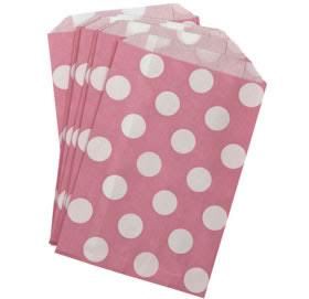 Paper lolly bags - pale pink with polka dots 12pk